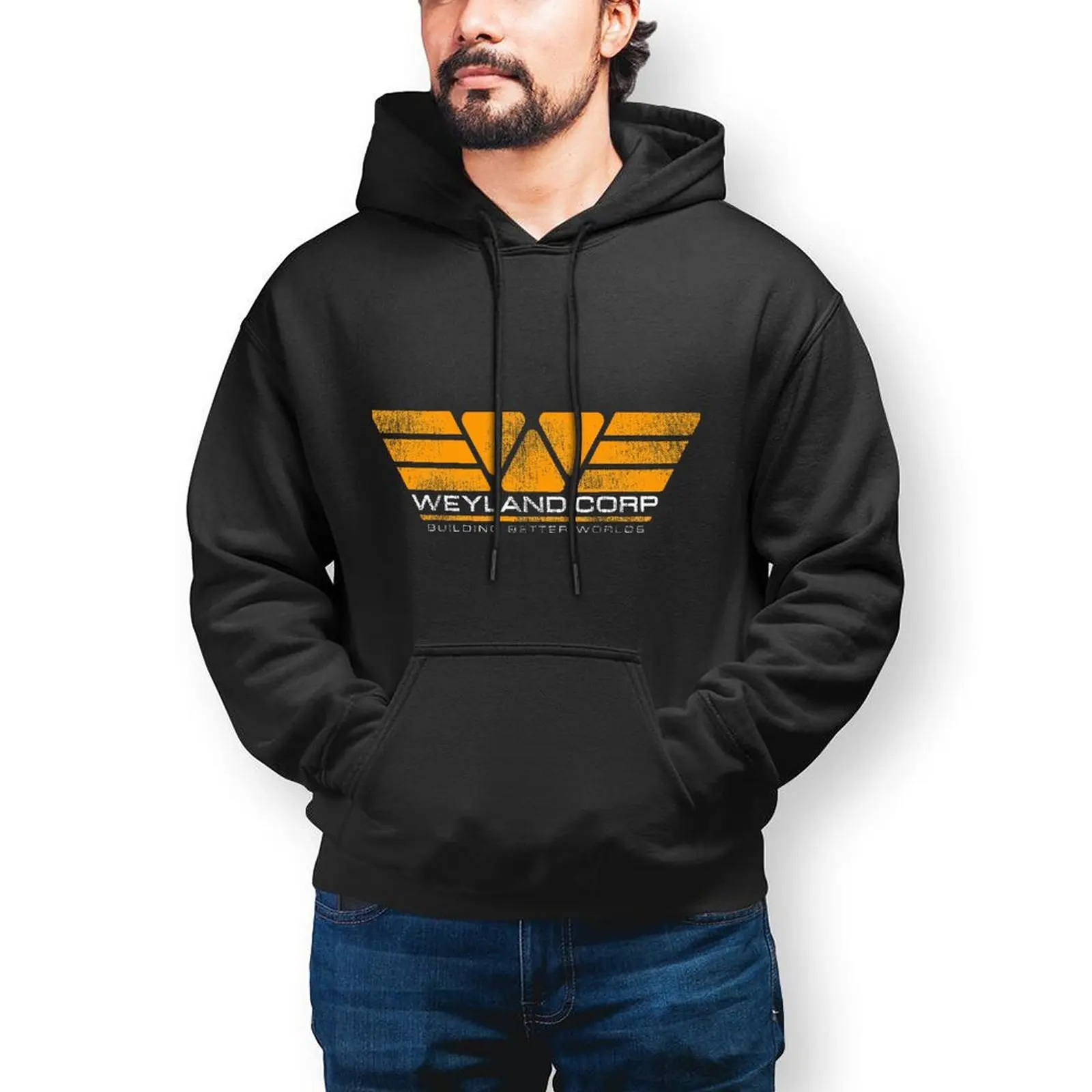 

Alien Mens Hoodies WEYLAND CORP Building Better Worlds Cotton Hoodie Fashion Streetwear Long Length Pullover Hoodie Mens Overs