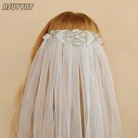 fashion bridal crystal veil with rhinestone women tulle dress bridal wedding accessories cathedral brides veil for girl party