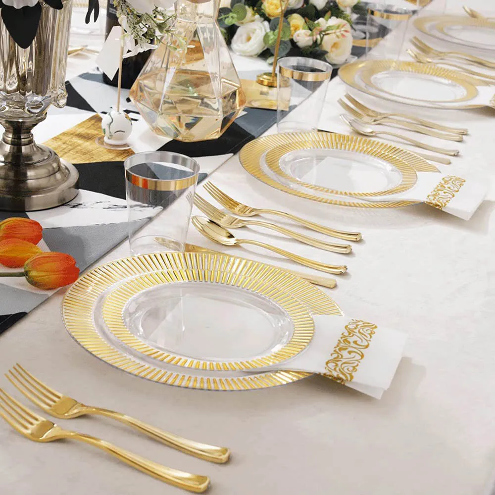 Одноразовая посуда из золота розового искусственная тарелка для салата чашка