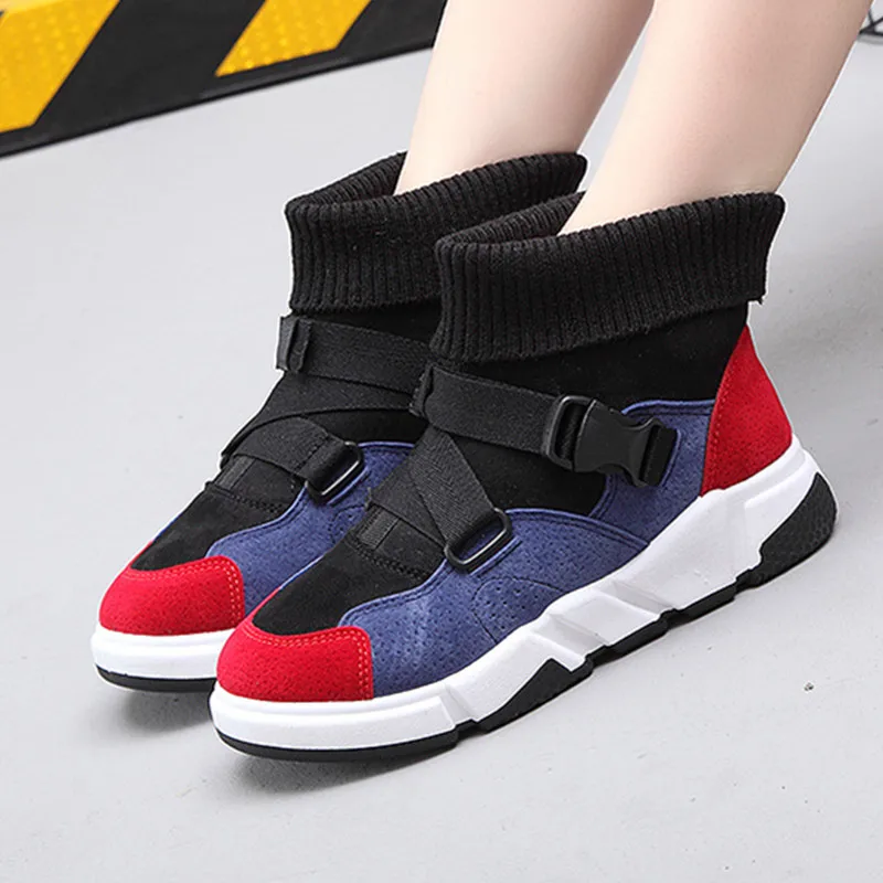 Женские ботинки из искусственной замши с высоким берцем зимняя теплая обувь на