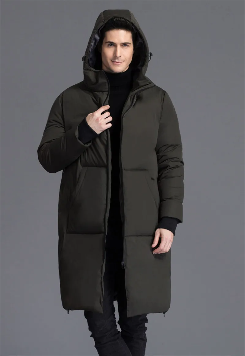 Парка мужская на белом утином пуху с капюшоном черная размер WXF190 зимняя 2020 |