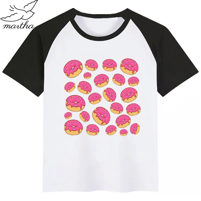 Забавная футболка для маленьких девочек с изображением пончика Летние