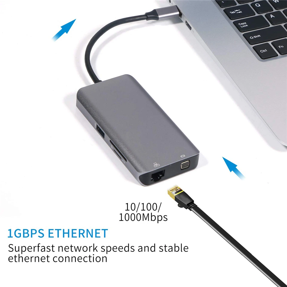 Адаптер Navceker USB Type C в HDMI VGA Gigabit Ethernet Lan RJ45 для Macbook Pro Type-C | Электроника