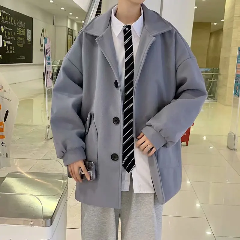 

Spring Windbreaker Men Autumn Casual Coat Windbreaker Coat Single Breasted Polyester Loose Trench Coat Men Trench BG50TH