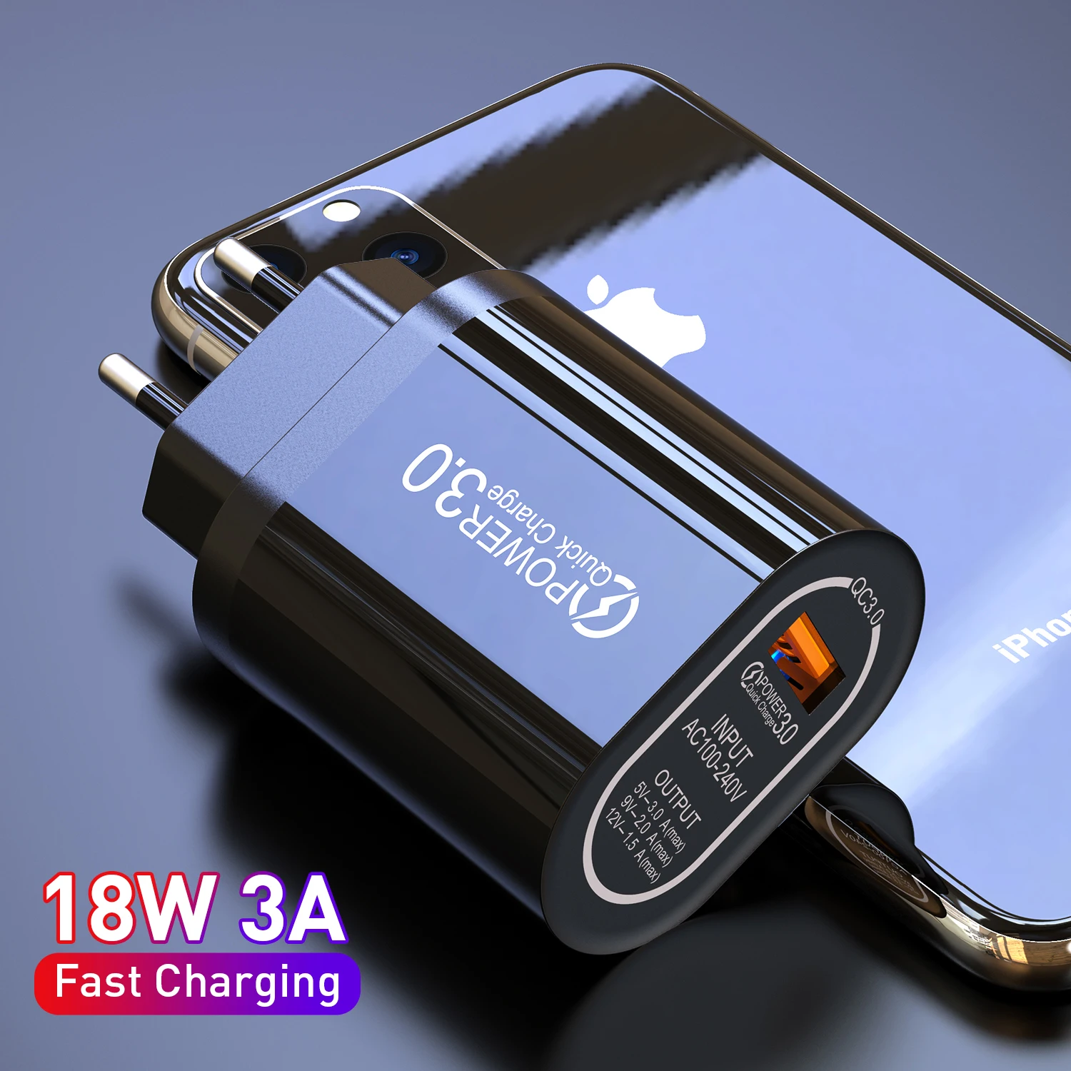Сетевое зарядное устройство Ottwn с USB портом и поддержкой быстрой зарядки QC 3