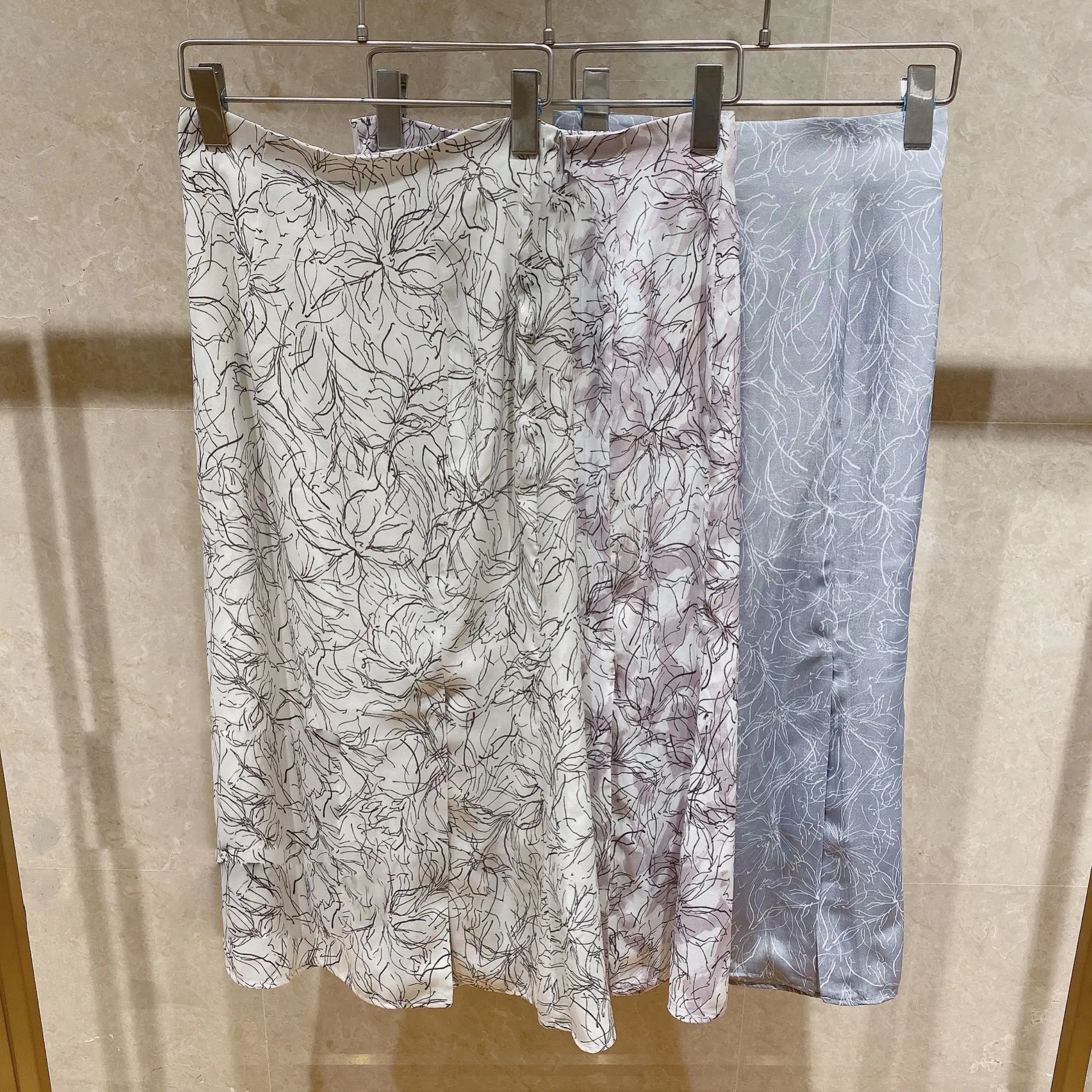 

Chic Flower Print Pattern High Waist Split Skirt Korean Style Sweet Fashion Chiffon Jupe 2021 Spring Summer New Woman Skirts