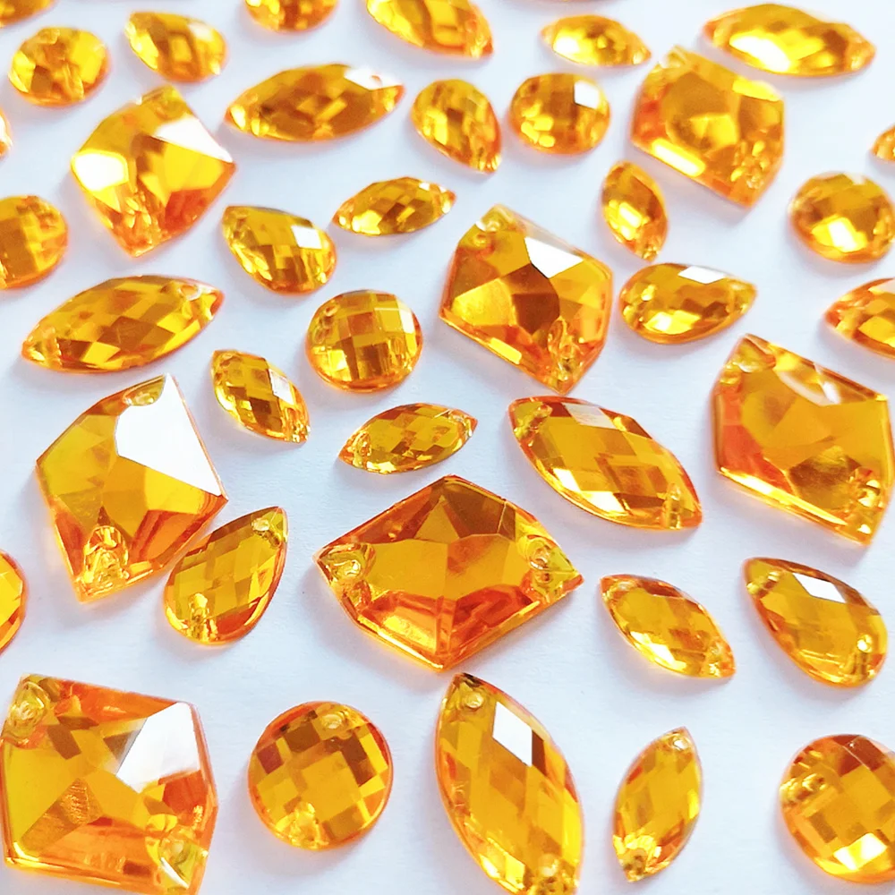 370 шт. смешанные желтые акриловые декоративные кристаллы для шитья драгоценные