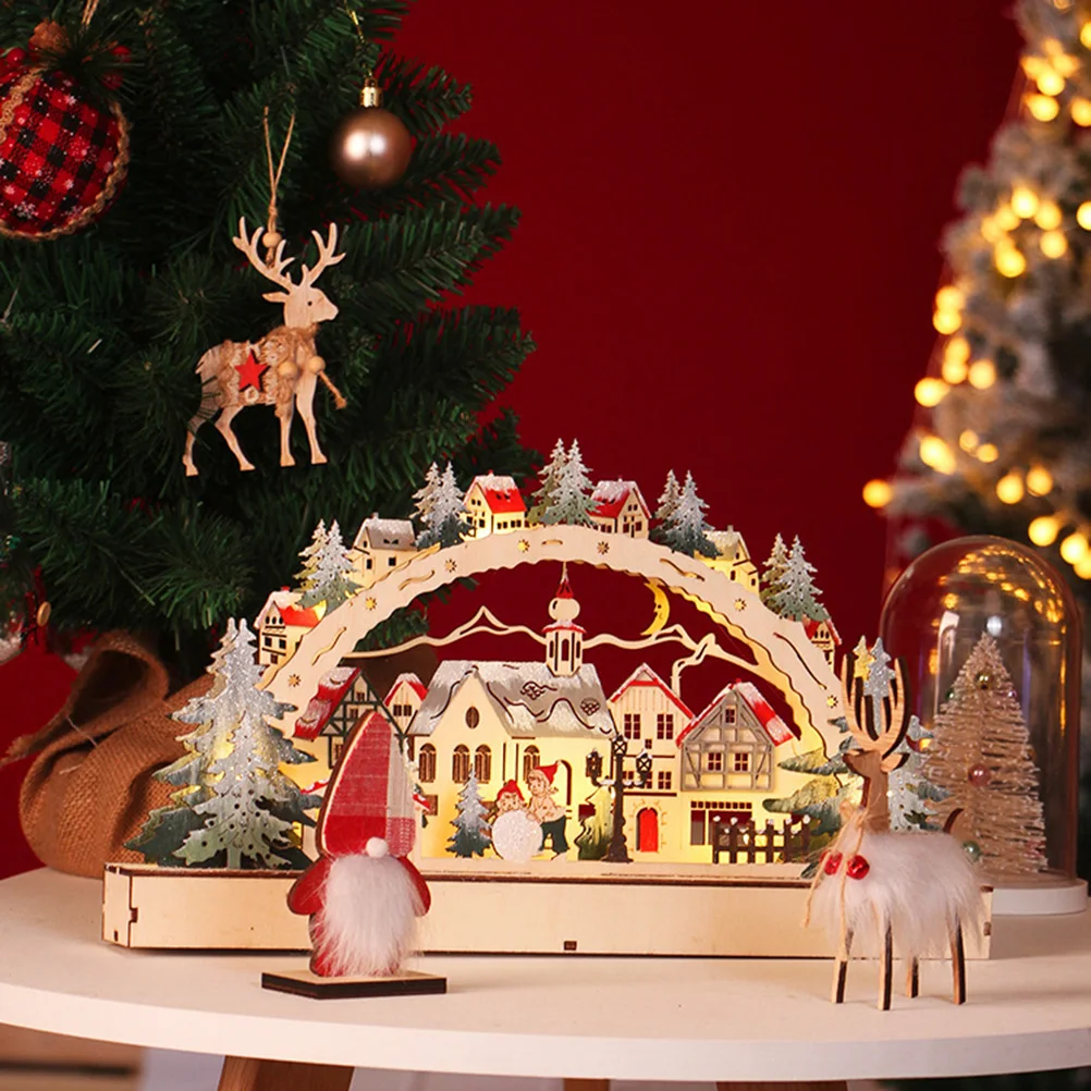 

Christmas House LED Christmas Forest Scene Wooden Christmas Village for Shopping Mall Window Decorations