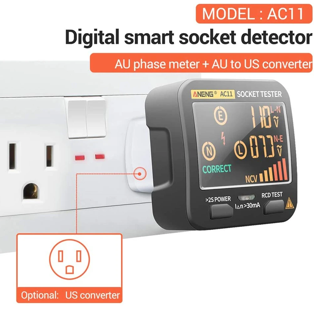 Цифровой смарт-тестер для розеток детектор напряжения с вилкой Стандарта