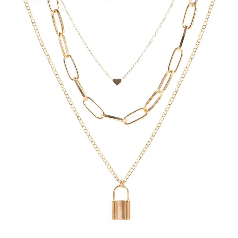 Женская Геометрическая цепочка с подвеской в виде сердца золотистое
