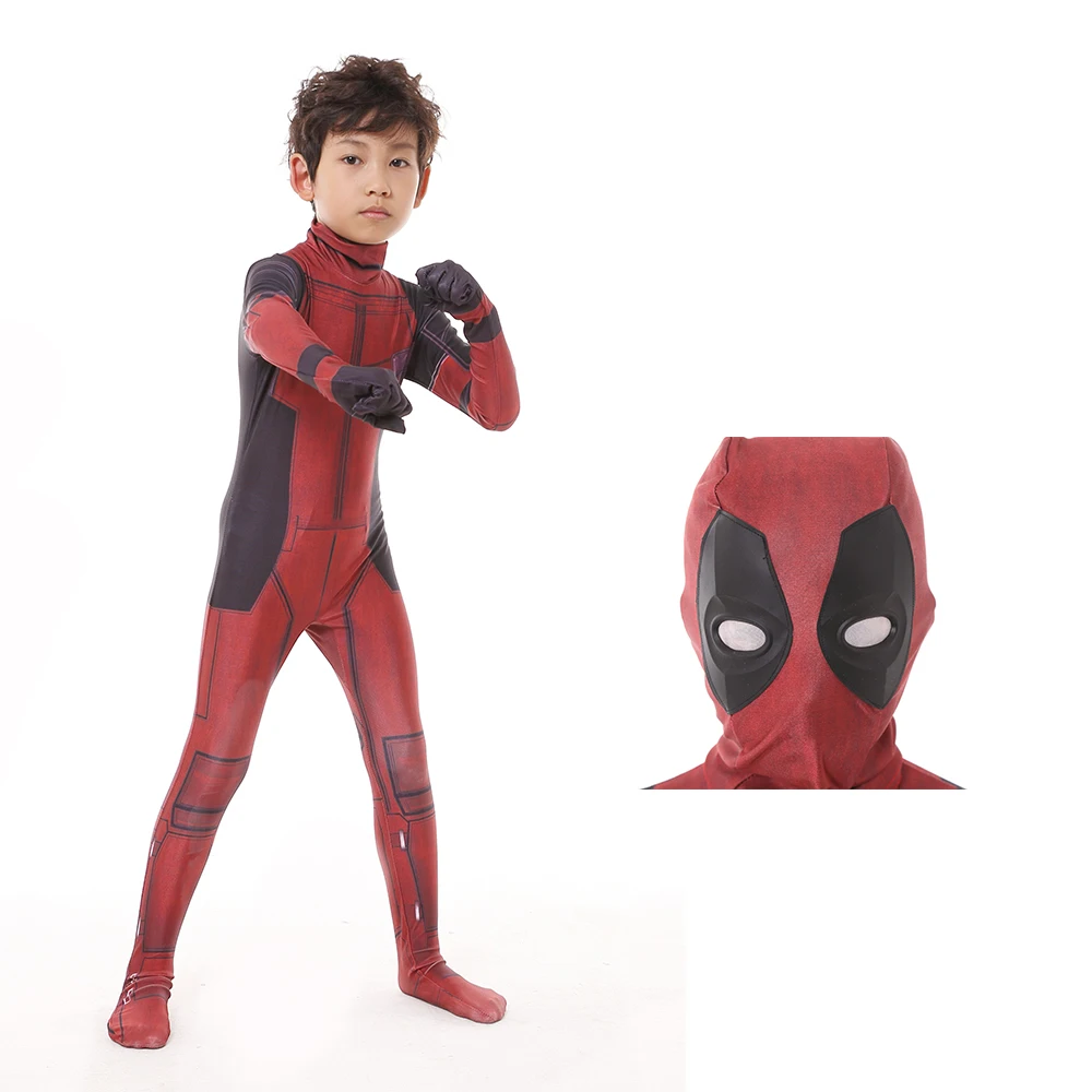 Бесплатная доставка Детский костюм Дэдпула с маской супергероя для косплея