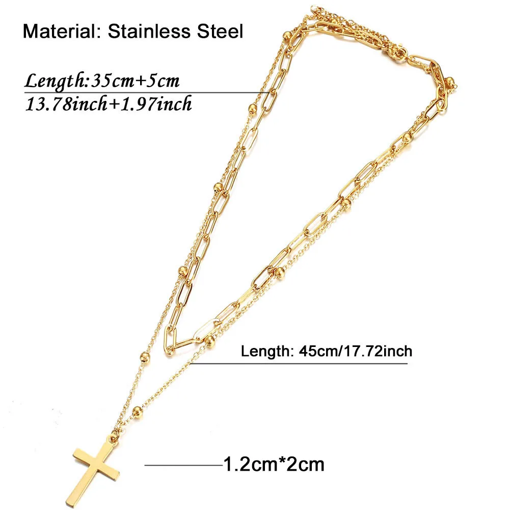 

2020 Kpop Collar Women's Neck Chains Gold Color Stainless Steel Cross Pendant Chokers Necklaces for Women Men Fashion Jewelry