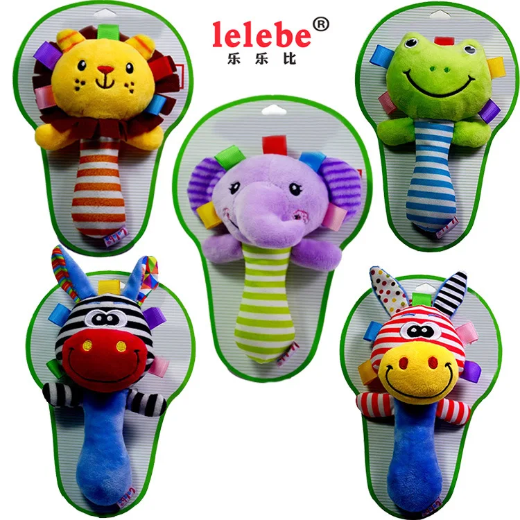 

lelebe baby toy cute cartoon animal newborn hand rattle 0-1 year old baby stuffed plush toy