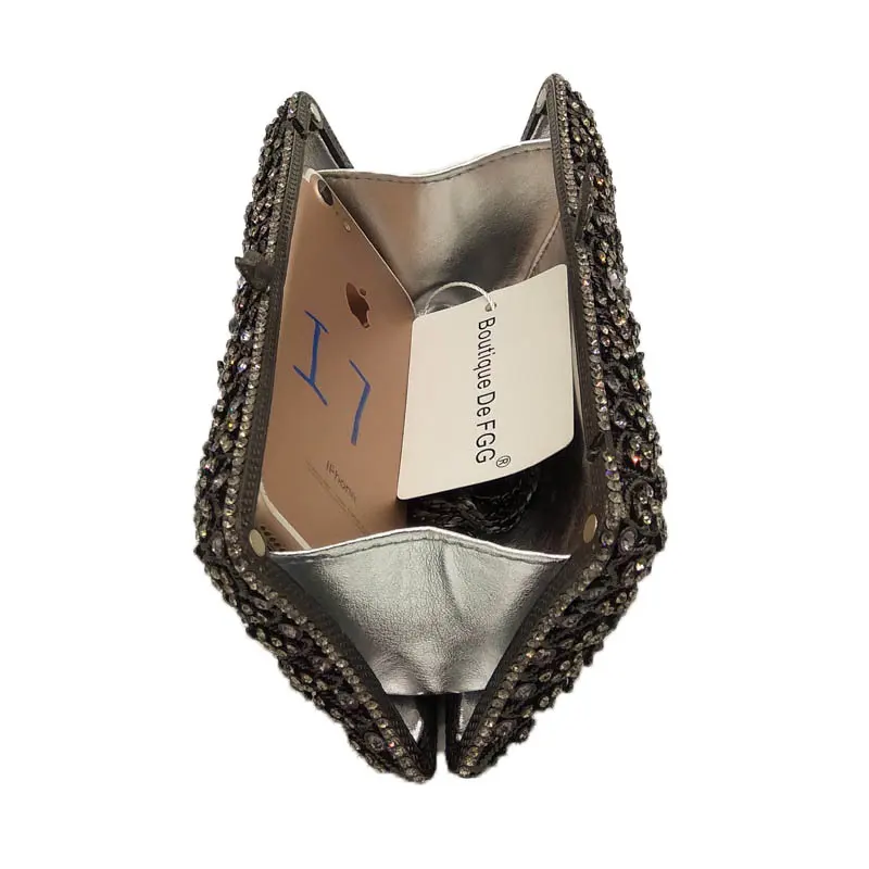 Женский вечерний клатч элегантная Ажурная сумочка с цветами и кристаллами