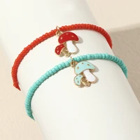 cute mushroom pendant bracelets for women bohemian charm bracelet female summer holday beach jewerly am3179