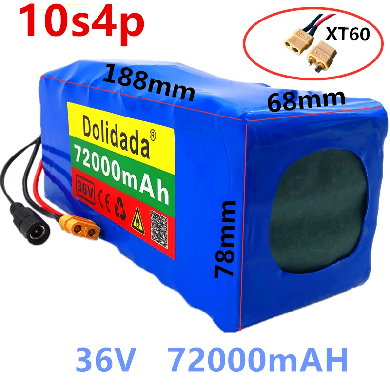 Аккумулятор XT60 36 В 10S4P 72 Ач 1000 Вт мАч | Электроника