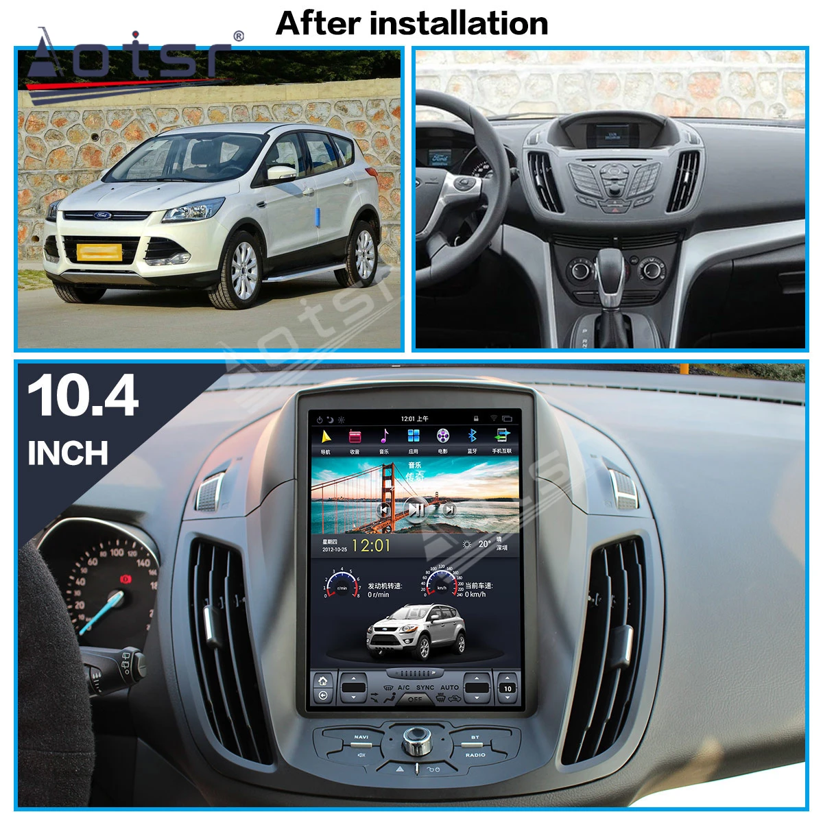 Verkaufen Für Ford Kuga 2013 2014 2015 2016 2017 Android Radio Multimedia Auto Kassette Recorder Stereo Player Tesla PX6 GPS Navi Kopf Einheit