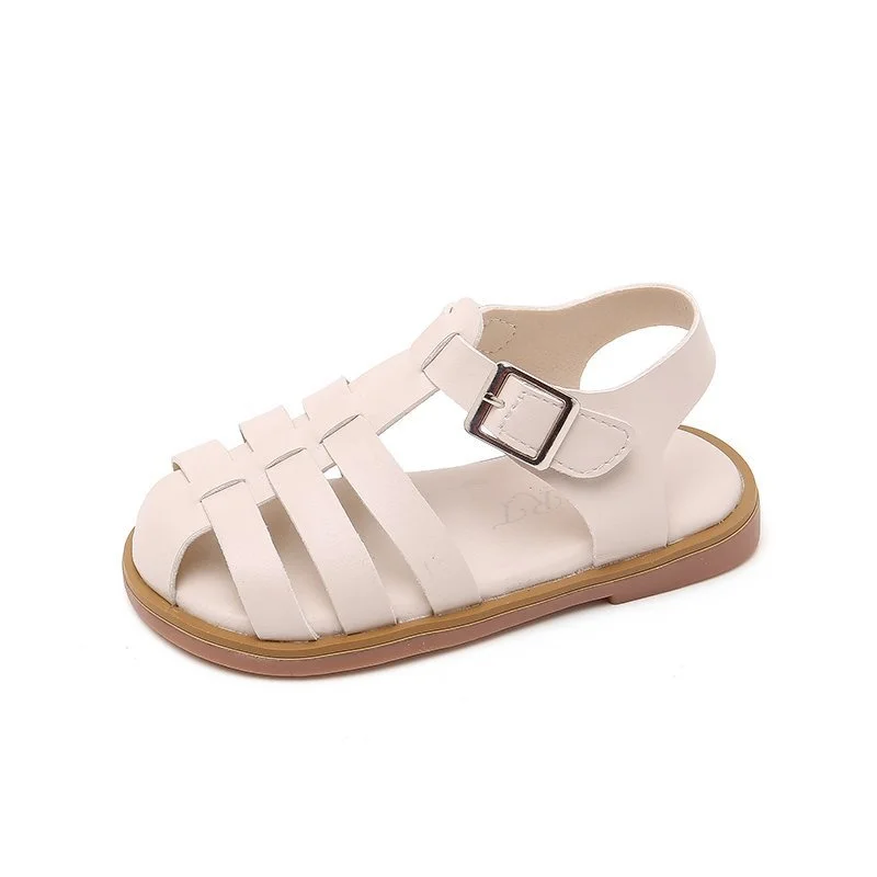 

Genuine Leather Real Girl Sandals Gladiator Roman Summer Children Beach Shoes Water Shoes Trend Kids Sandals 2021 Soft Fashion