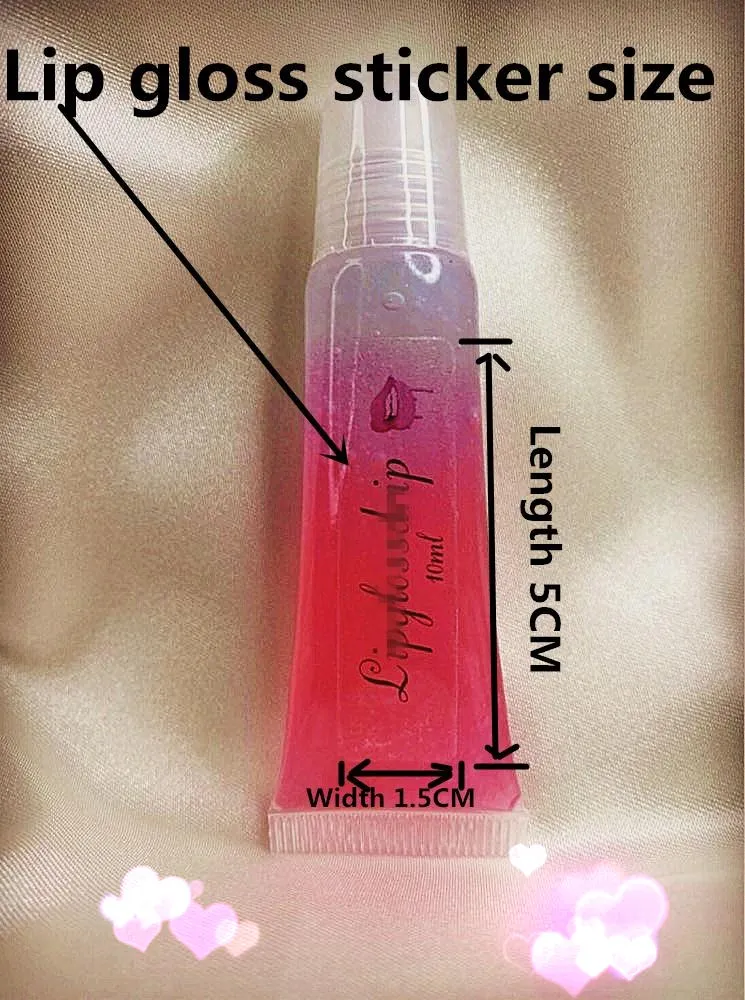 

100PCS custom eyelash bottle sticker cosmetic tube transparent lip gloss tube label name