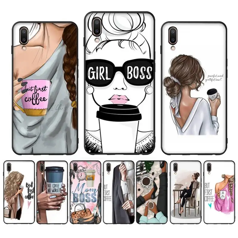 

Princess Female boss coffee Phone Case Case For Oppo Reno Realme C3 6Pro Cover For vivo Y91C Y17 Y19 Funda Capa
