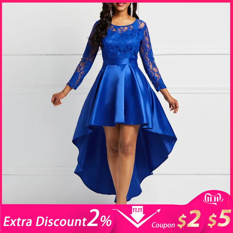 Асимметричное атласное длинное платье с цветочным кружевом для вечеринок и