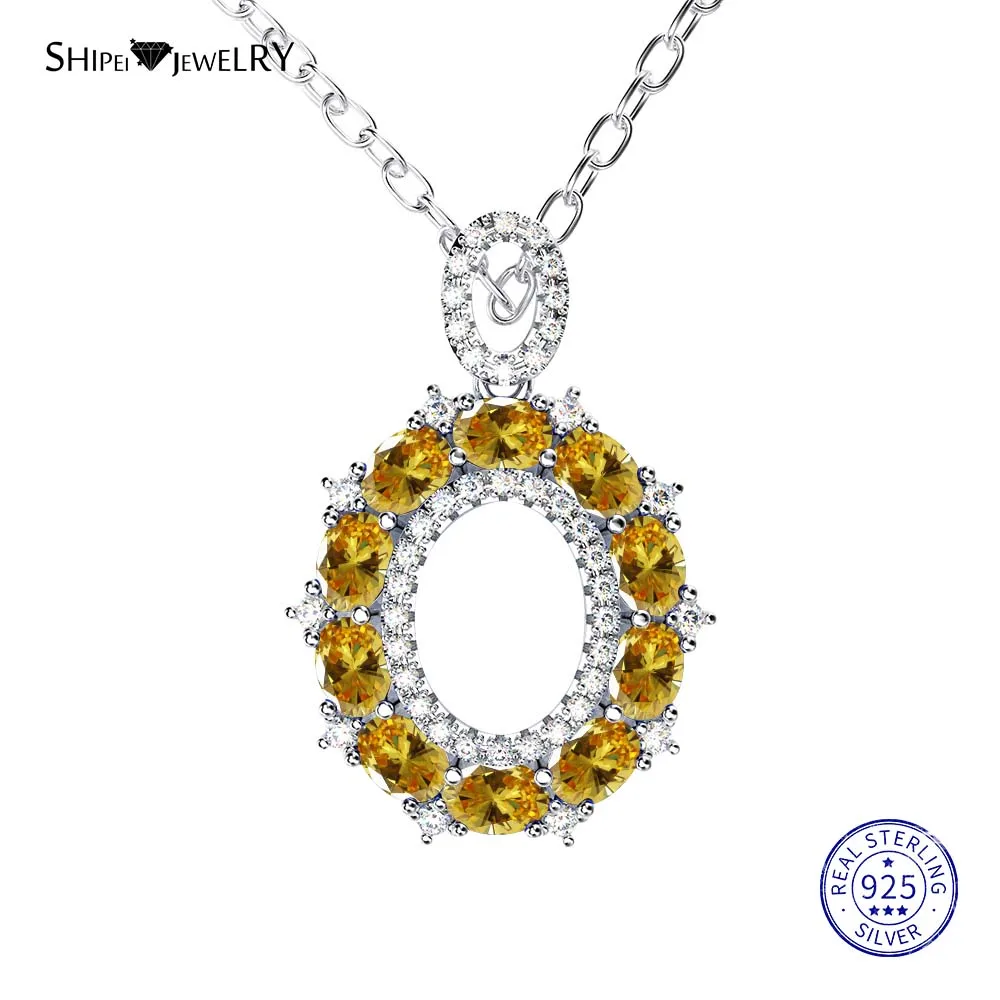 WhiteGold-Yellow Shipei стерлингового серебра 925 пробы ювелирные изделия Желтое золото розовая, золотая, овальная Сапфировая подвеска ожерелье для женщин Подарок на годовщину - Цвет камня: WhiteGold-Yellow