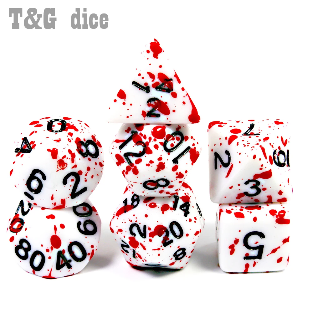 Withe с красными чернилами 7 шт./комплект многогранная сумка для костей разных