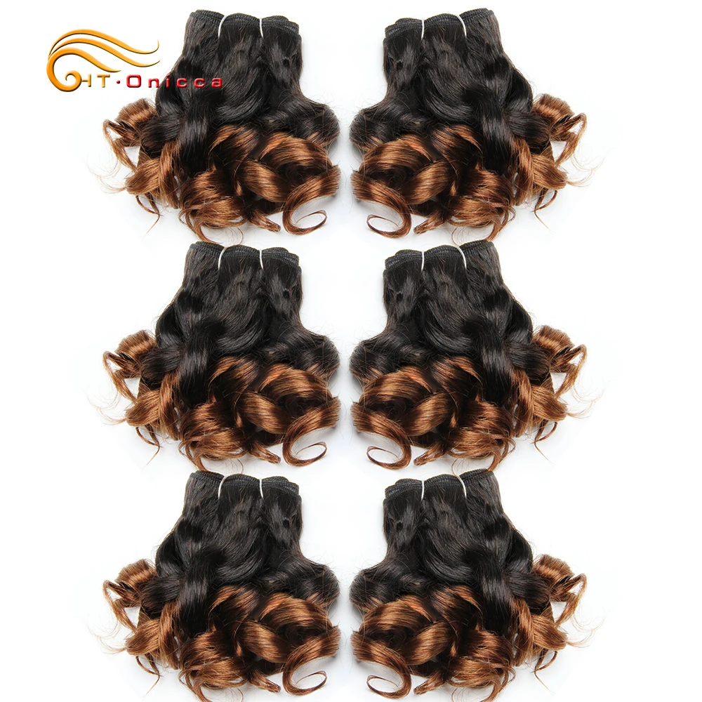 

Bouncy Curly Hair Brazilian Hair Weave Bundles Human Hair Extensions Ombre Bunldes T1B 30 27 99J Colored Brazilian Bundles 8inch