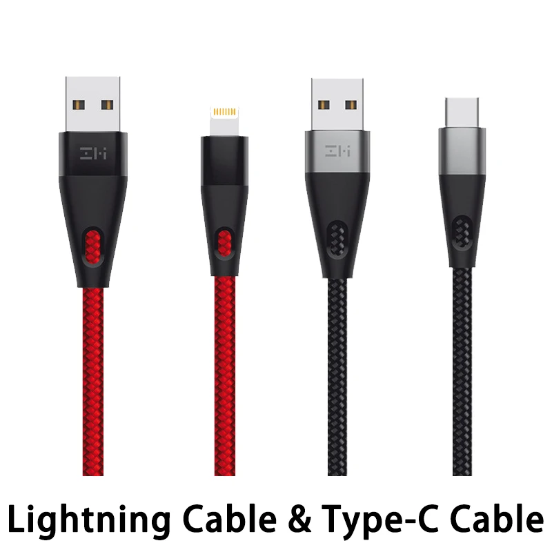 RD Lightning BK Type ZMI MFi сертифицированный кабель освещения AL706 usb type C Быстрая зарядка Премиум нейлон PP плетеный рукав кабель для iphone - Цвет: RD Lightning BK Type