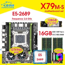 X79 Motherboard set with Xeon E5 2689 CPU LGA2011 combos 4*4GB = 16GB 1600Mhz Memory DDR3 RAM GTX 960 4GB Cooler 128GB M.2 SSD