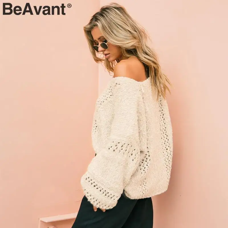 BeAvant Повседневный пуловер с дырочками свитер для женщин Осень-зима женский