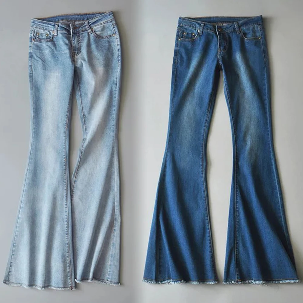 

Summer Hot High Waist Mom Jeans Mujer Flare Jeans For Women Denim Skinny Jeans Wide Leg Female Pants Plus Size Ladies