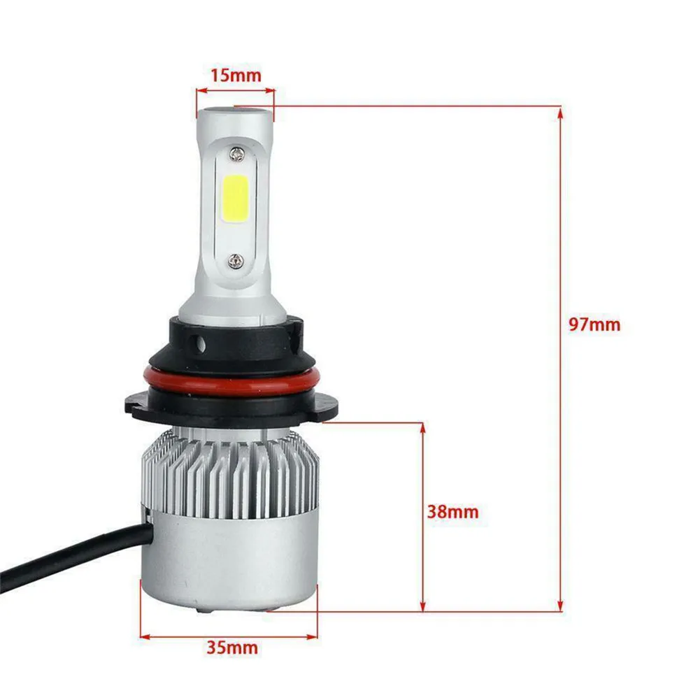 

White Headlight Bulbs 3-Side 6000K Cool White 9004 Accessories High Beam