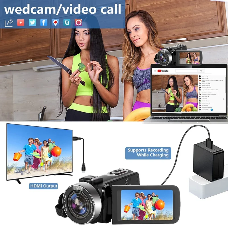 Видеокамера видеокамера 4K 60FPS 48MP для Youtube цифровая камера с микрофоном и