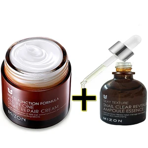 Крем MIZON Все в одном с экстрактом улитки 75 г + прозрачная ампула с экстрактом улитки, 30 г уход за кожей лица против морщин корейская косметика