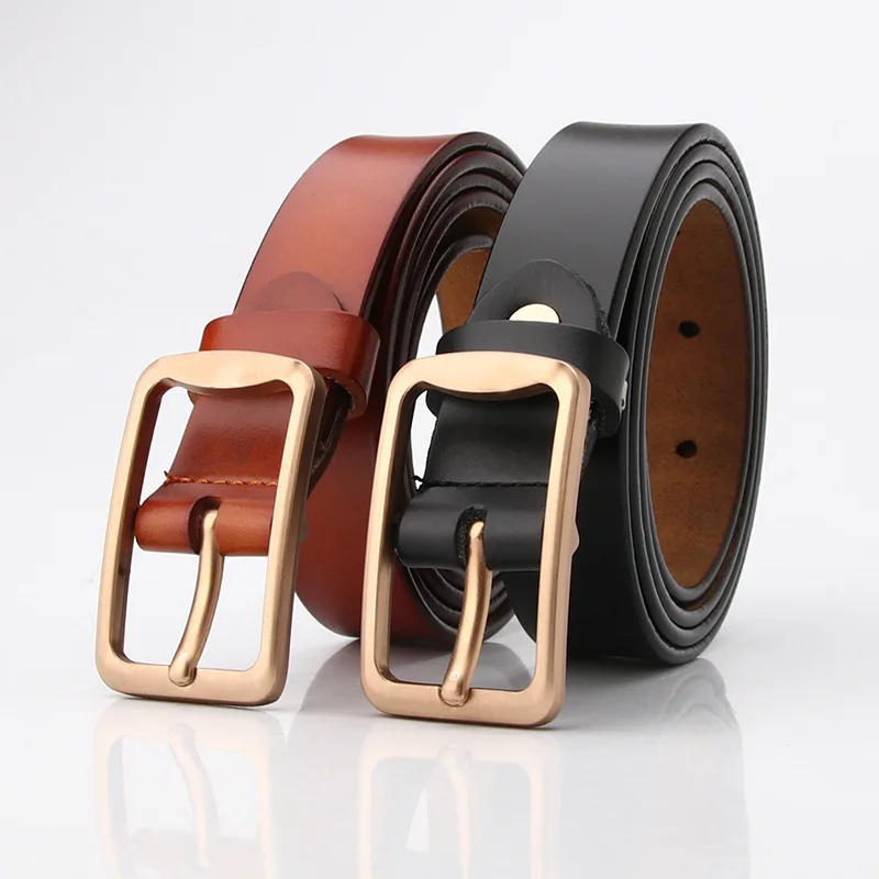 

2021 New ladies leather Korean Joker belt two-layer leather buckle decorative belts student trend belts for wholesale