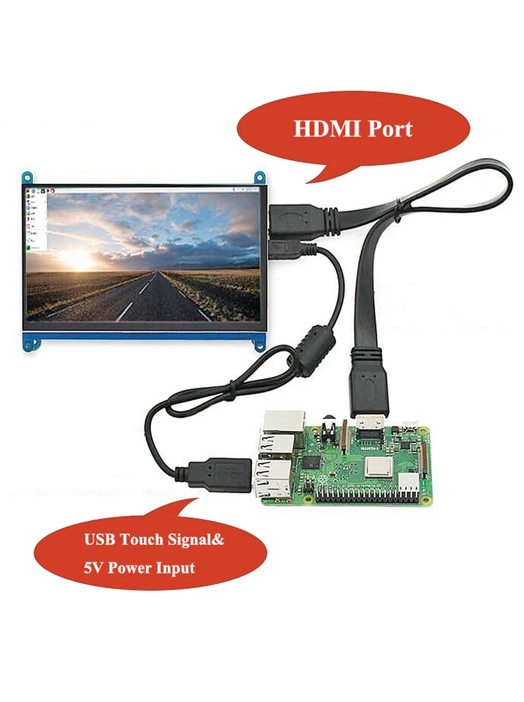 Портативный 7-дюймовый сенсорный дисплей HDMI 1024x60 экран панель hdmi raspberry ЖК-дисплей