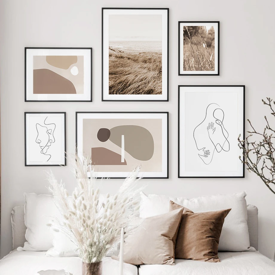 

Grassland Beach Abstract Line Drewing Lover Wall Art Canvas Painting Nordic Posters And Prints Wall Pictures For Living Room