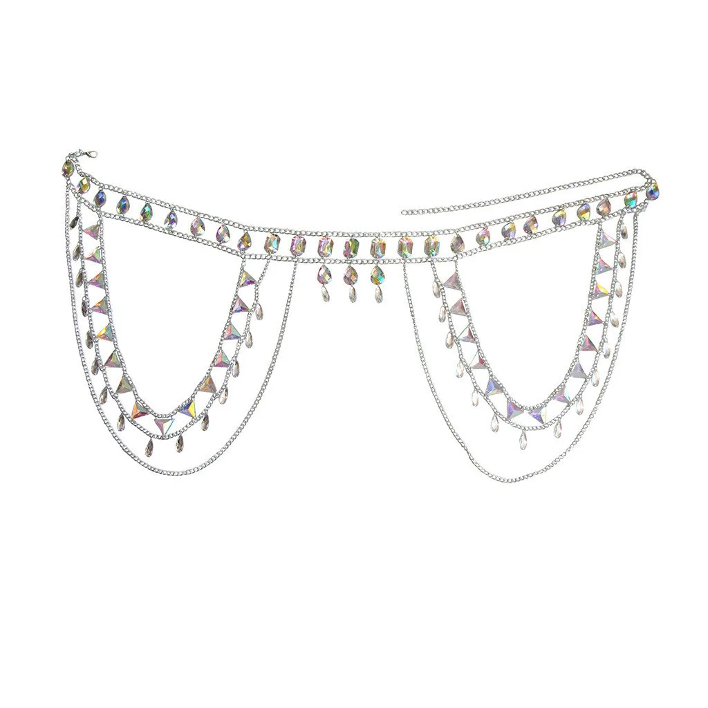 Очаровательные стразы кисточка цепь для тела сексуальный пляжный золотой