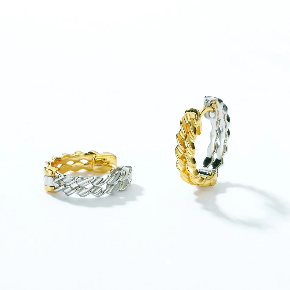 ALLNOEL Solid 925 Sterling Silver Hoop Earrings Two Color Plateing Genuine Design Fine Jewelry 2021 New Arrivals | Украшения и