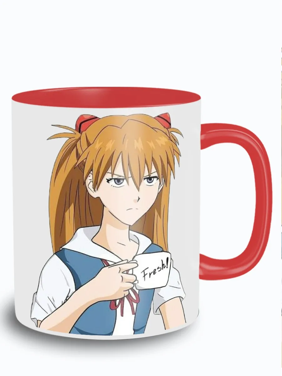 Кружка красная мультфильм аниме евангелион мемы синдзи кружка аска - 3557 | Дом и