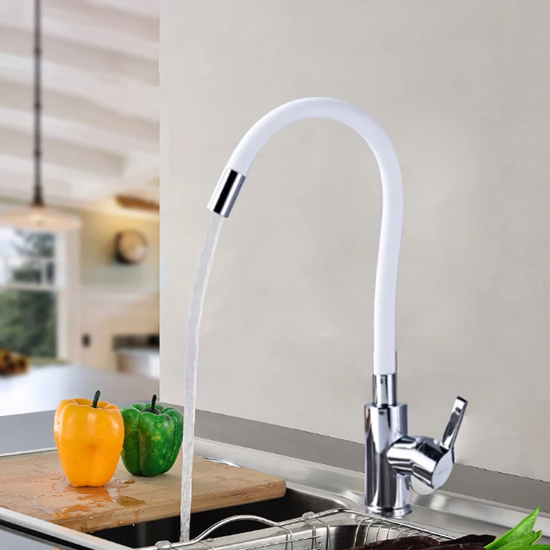 

Frap Silica Gel Nose Any Direction Rotating Kitchen Faucet Multi-color Options Cold And Hot Water Mixer Tap Deck Installation