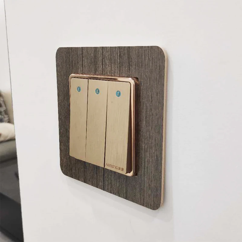 

Solid wood switch sticker Wall switch socket protective cover decorative frame 3D wall sticker