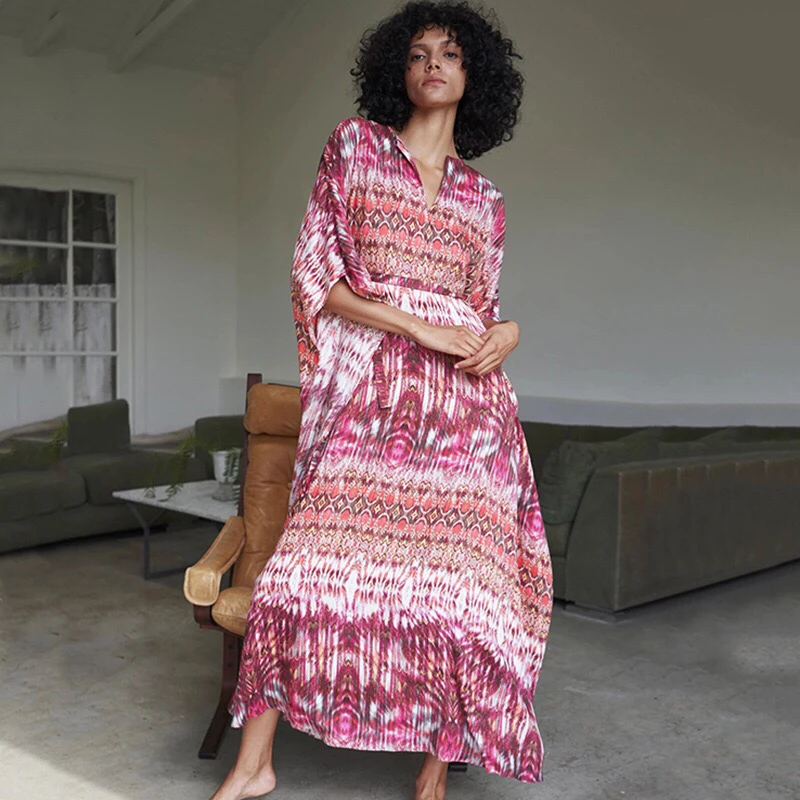 Женское богемное Макси-Платье большие размеры накидка на купальник пляжная