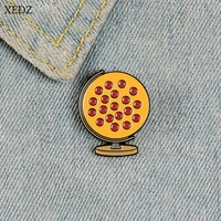 xedz planet globe candy pizza custom badge brooch around the world delicious golden food shirt pin logo jewelry friends gift