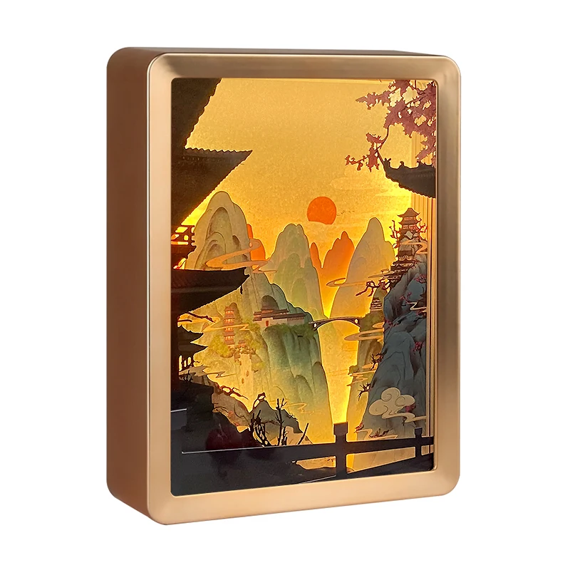 

Led Night Lights Bedside Lamp Shadow Box Frame Retro Colorful Landscape Decorative Lamps Fairy Lights New Year Gift Room Decor