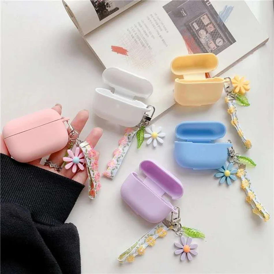 

fundas For AirPods Pro Case Luxury Korea Lace Flower Keychain Pendant Silicone Earphone Cover For Air Pods Pro 3 Cover