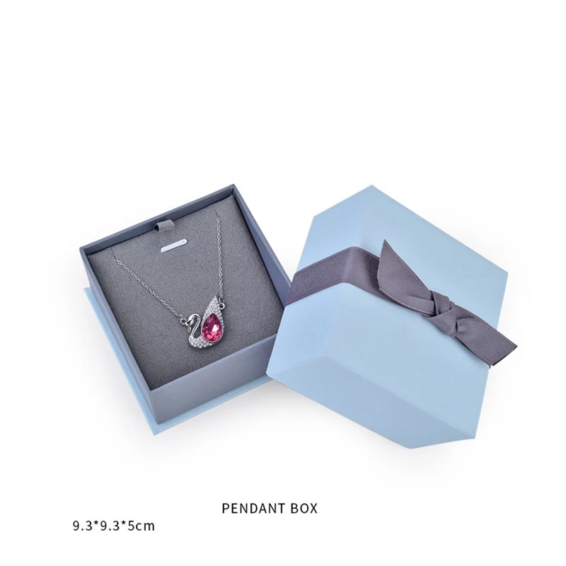 Синяя бумага с серой лентой бант серьги кольцо витрина для ювелирных изделий