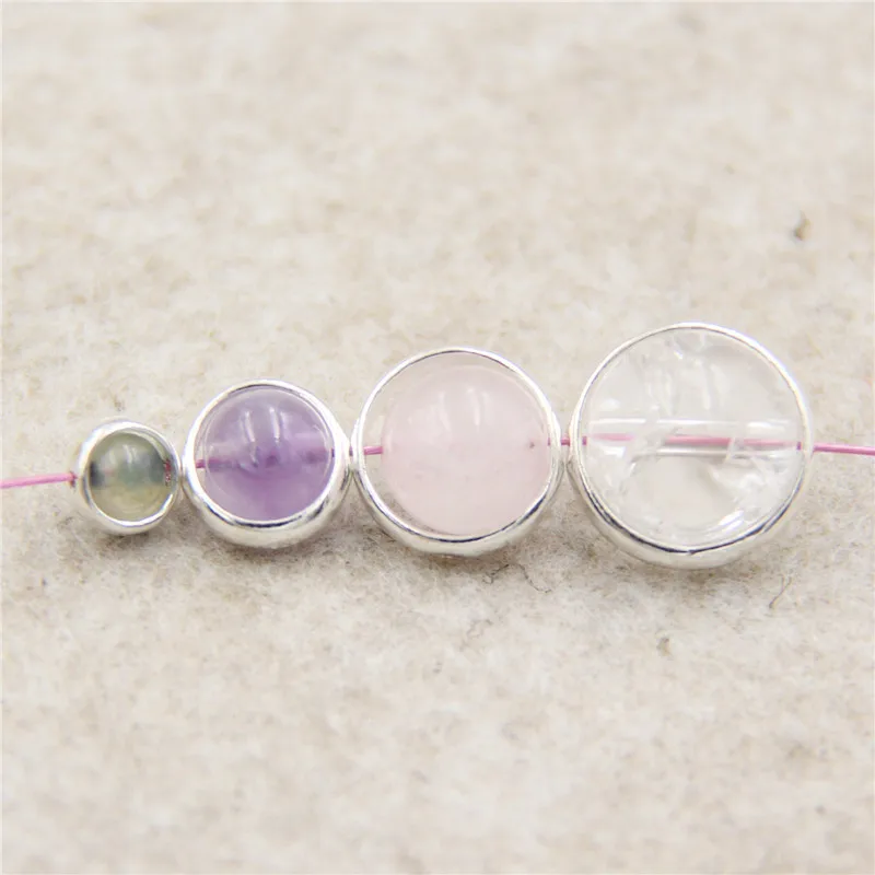2021 New S925 Sterling Silver Jewelry DIY Beaded Bracelet Necklace Accessories Round Hollow Covered Circle Beaded Jewelry