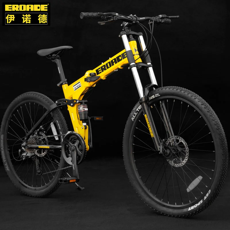 

【New store 】 26 Inch Double Shock-Absorbing Mountain Bike 27-Speed Male Off-Road Oil Disc Folding Racing Adult Portable Bicycle